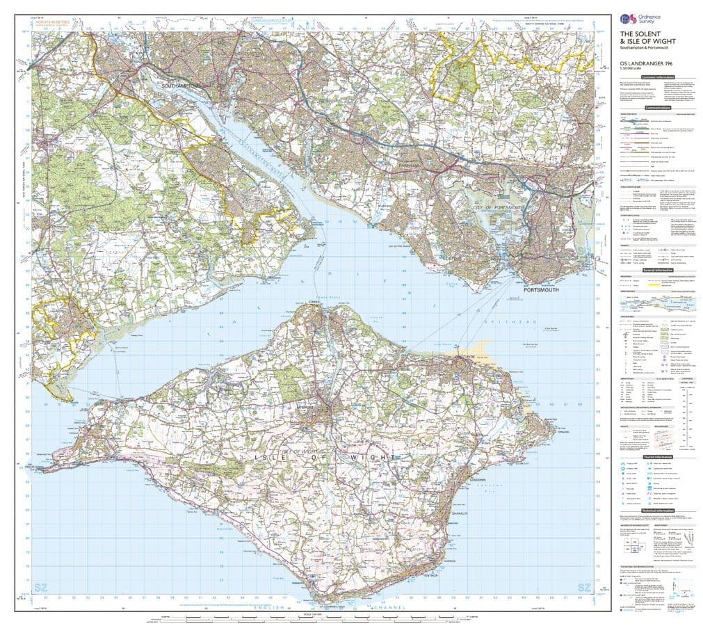 OS Landranger 196 Isle of Wight and the Solent