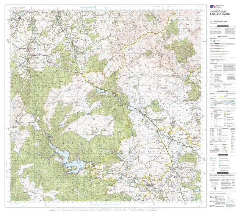 OS Landranger 80 Cheviot Hills and Kielder Water