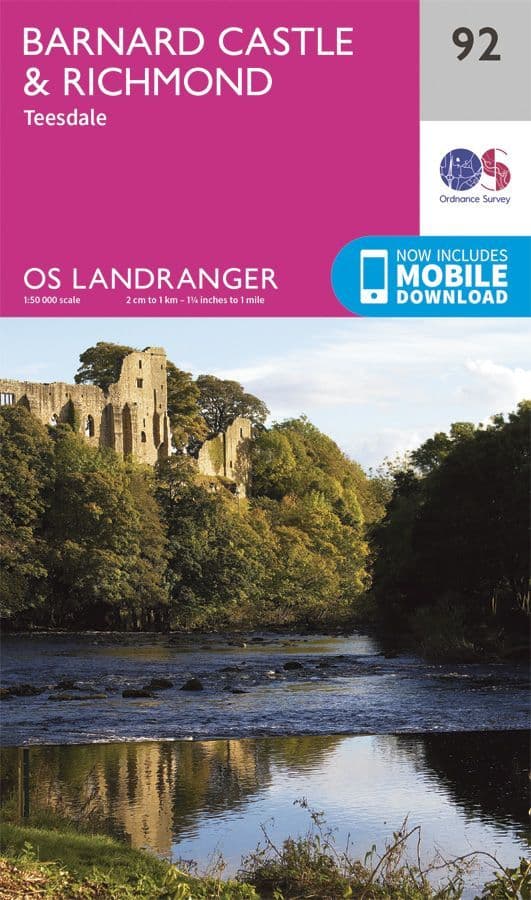 OS Landranger 92 Barnard Castle and Richmond