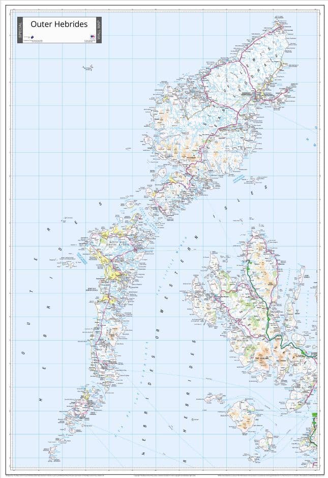 Outer Hebrides - Ordnance Survey 1:200,000 - Wall Map - 2026