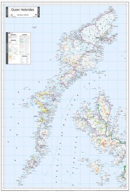 Outer Hebrides - Ordnance Survey 1:200,000 - Wall Map - The Map Centre Press