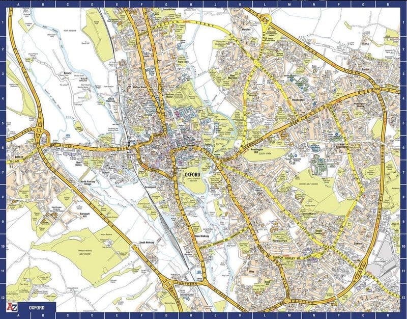 Oxford City Centre A-Z Street Wall Map