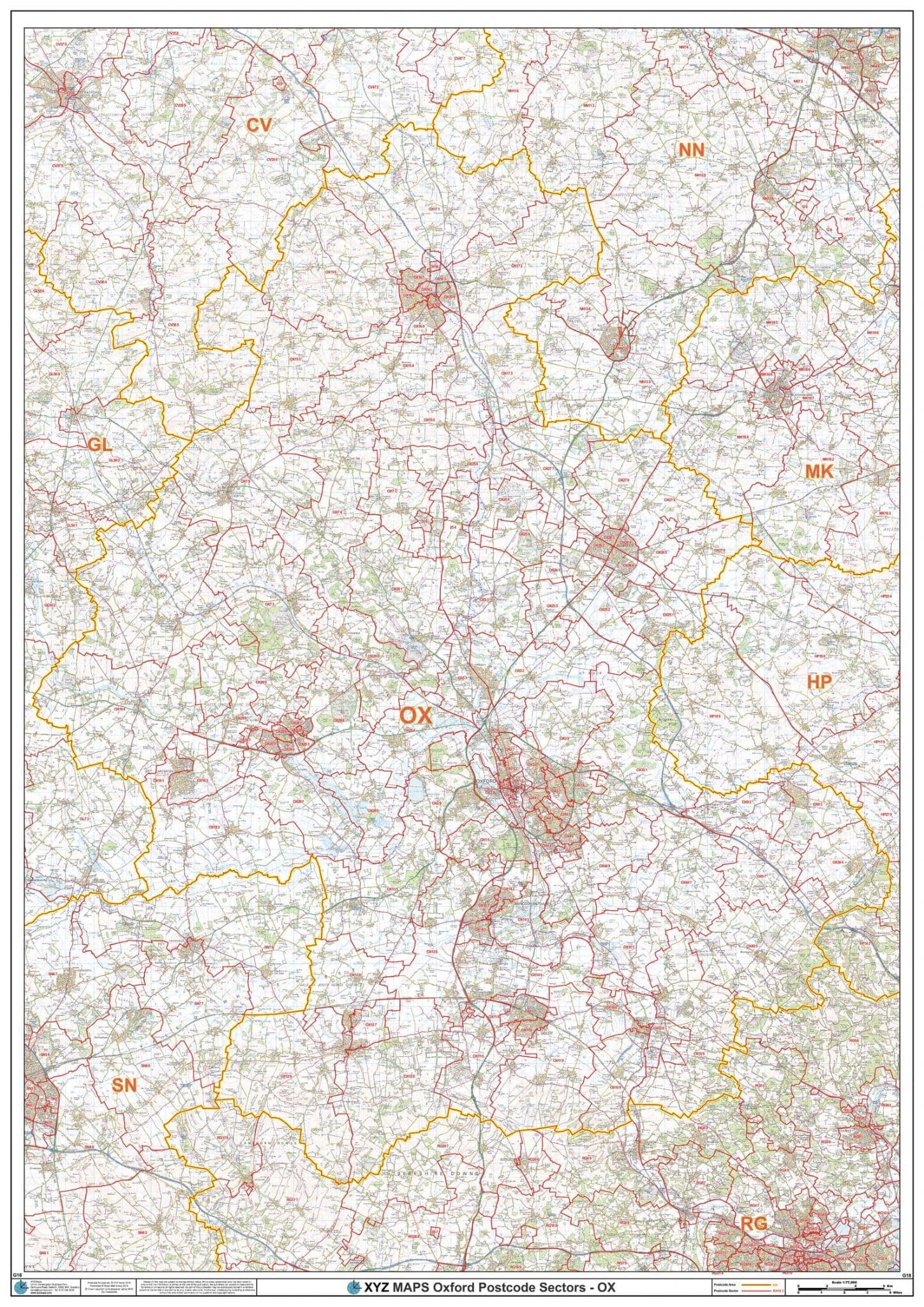 Oxford - OX - Postcode Sector Wall Map