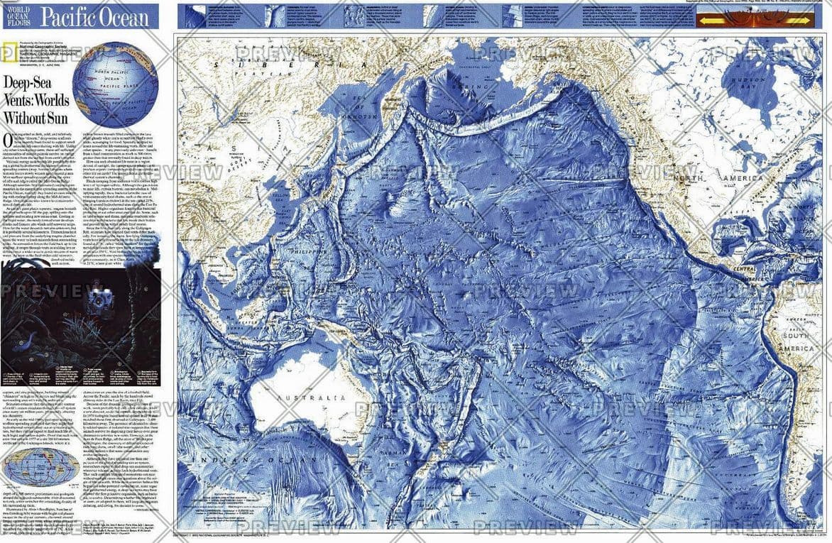 National Geographic Pacific Ocean Floor Wall Map – 28” X 22” Art Quality Print On Durable Polypropylene