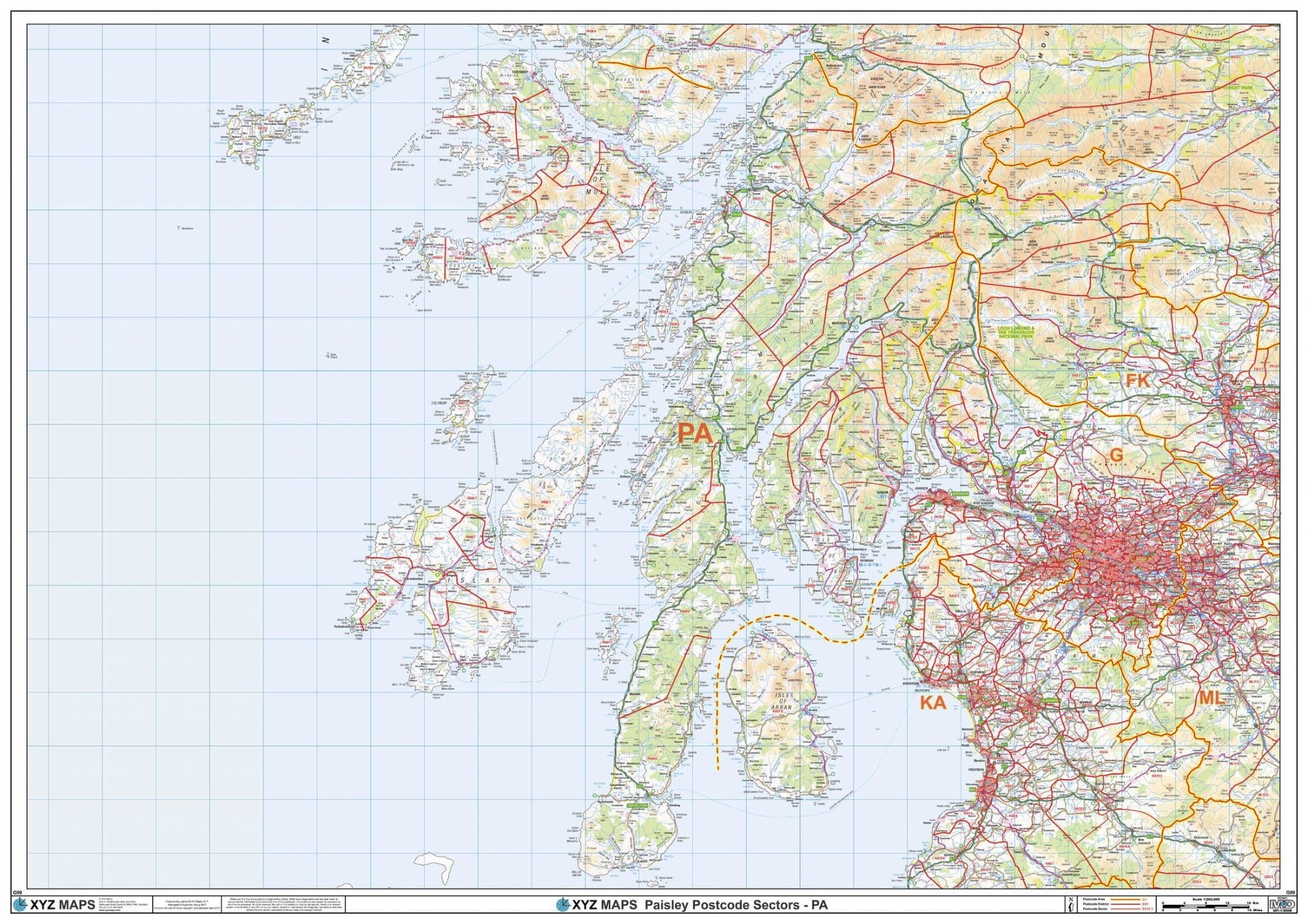Paisley - PA - Postcode Sector Wall Map