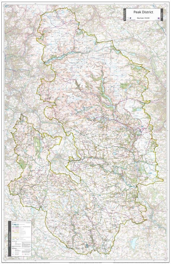 Peak District National Park - Wall Map - 2025