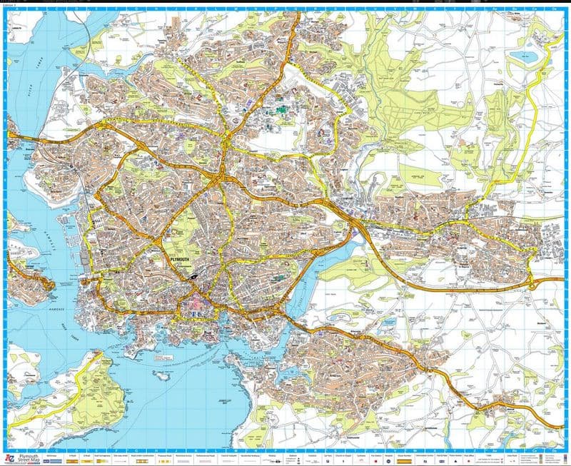 Plymouth A Z Wall Map
