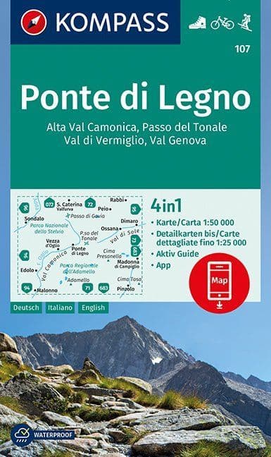 Ponte di Legno - Alta Val Camonica - Passo del Tonale Kompass 107 - 1:50,000