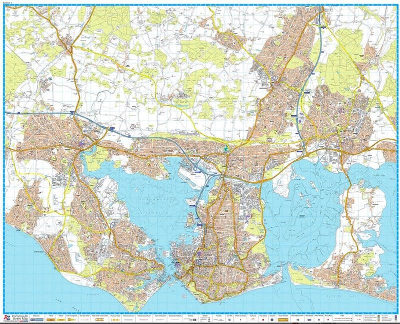 Portsmouth A Z Wall Map