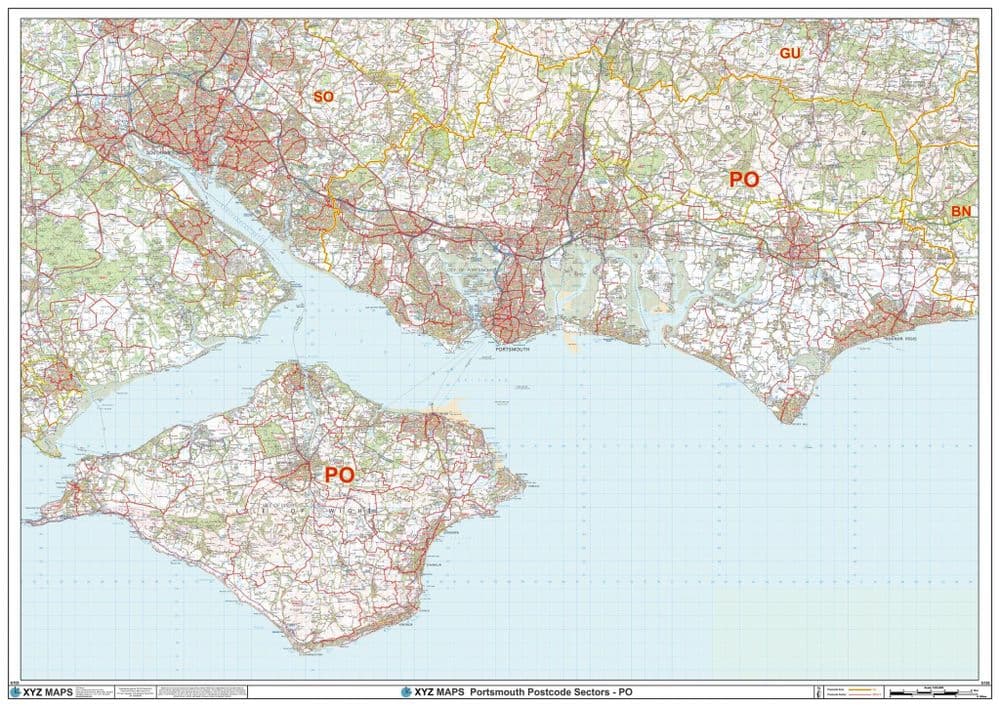 Portsmouth - PO - Postcode Sector Wall Map