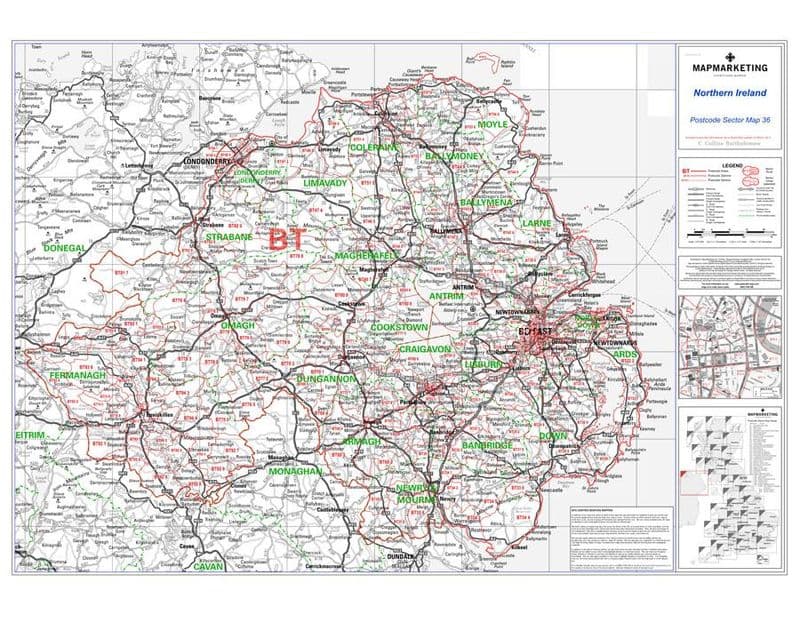 Postcode Sector Map 36 Northern Ireland Belfast