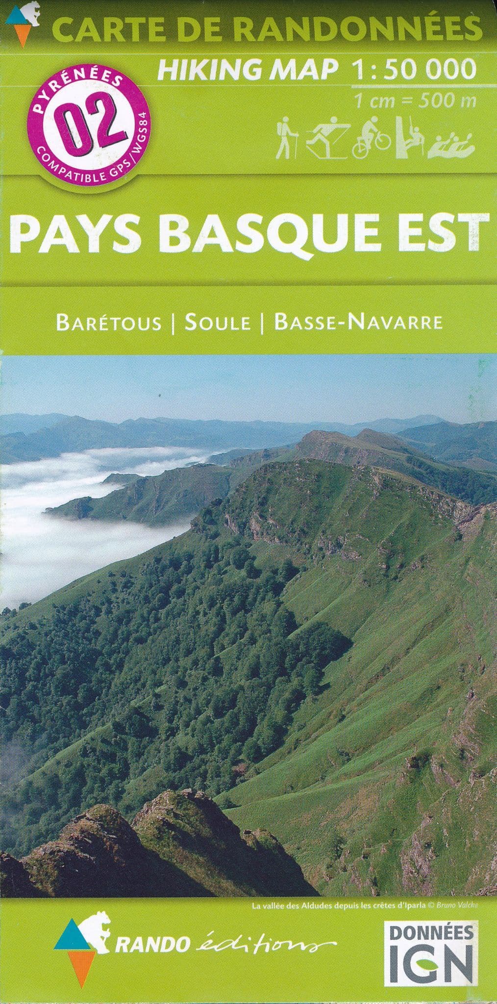 Guide Pays Basque Rando Editions 1:50,000 Walking Map Of the Pyrenees Map 02
