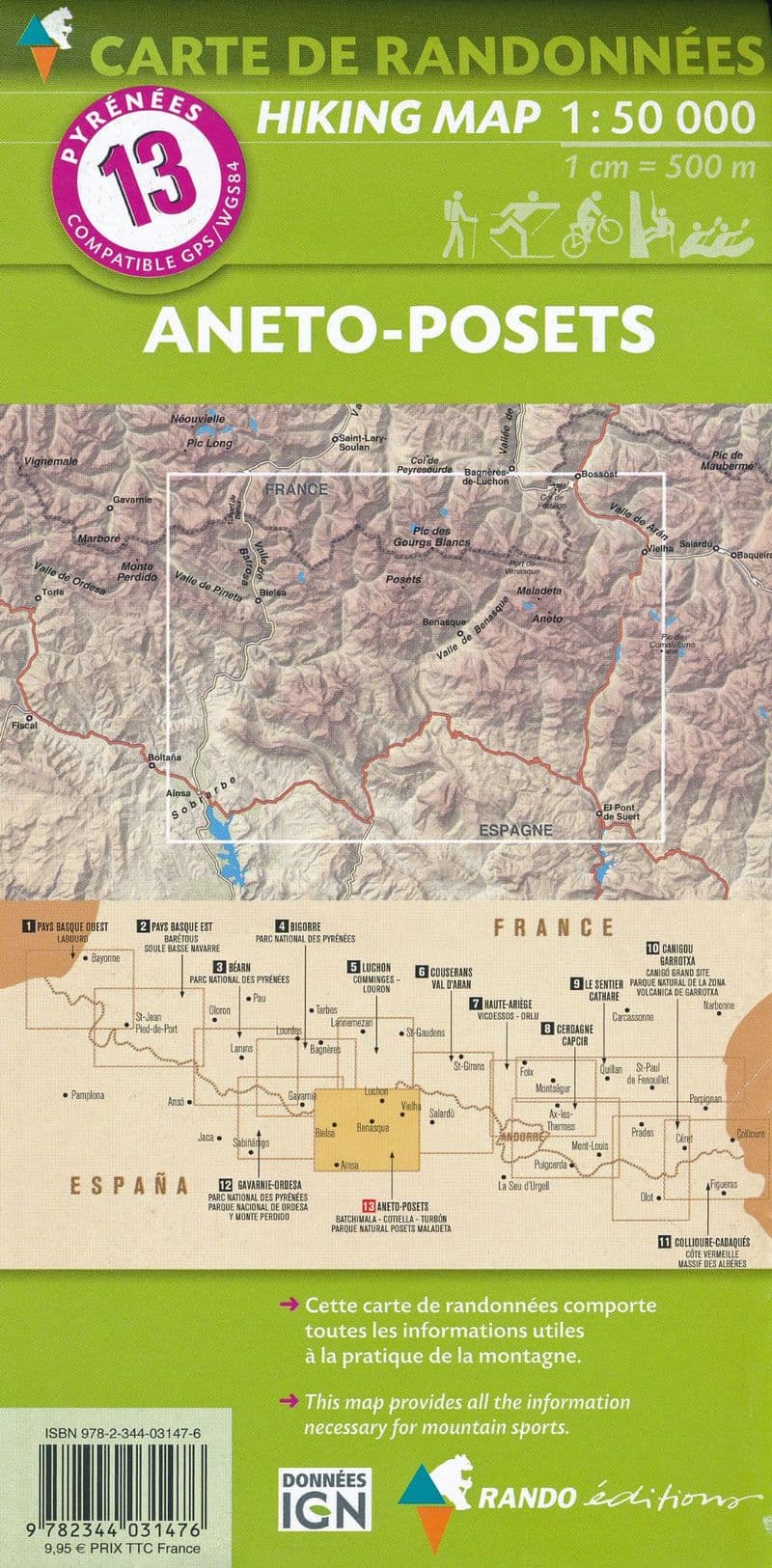 Rando Editions 1:50,000 Walking Map Of the Pyrenees Map Map 23