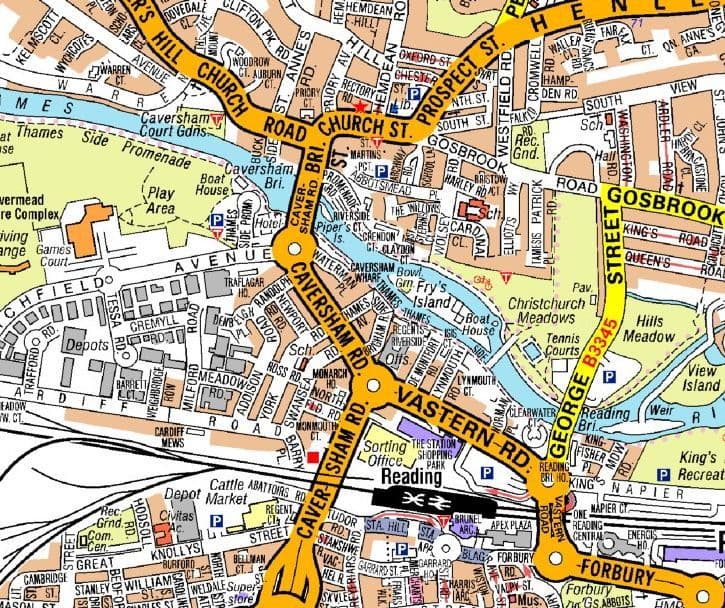 Reading City Centre A-Z Street Wall Map