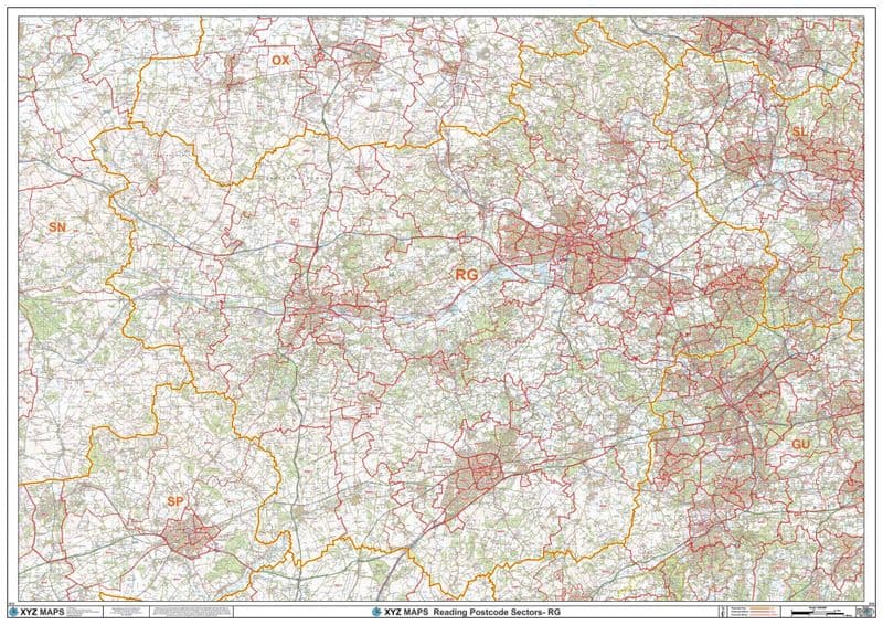 Reading- RG - Postcode Sector Wall Map