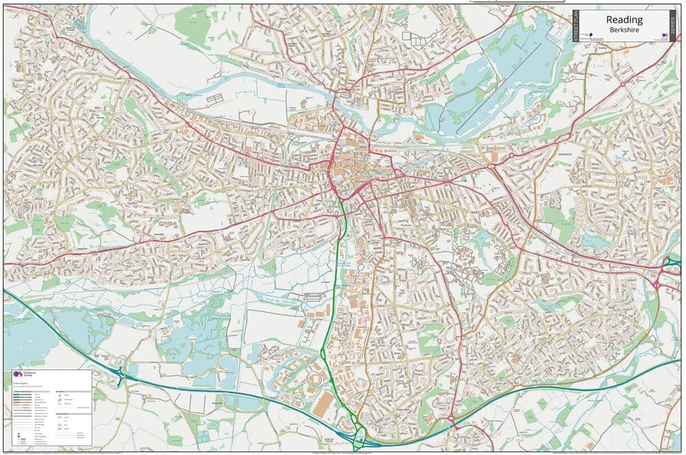 City Street Map Of Reading Pa Reading Map Print, Reading Map Poster