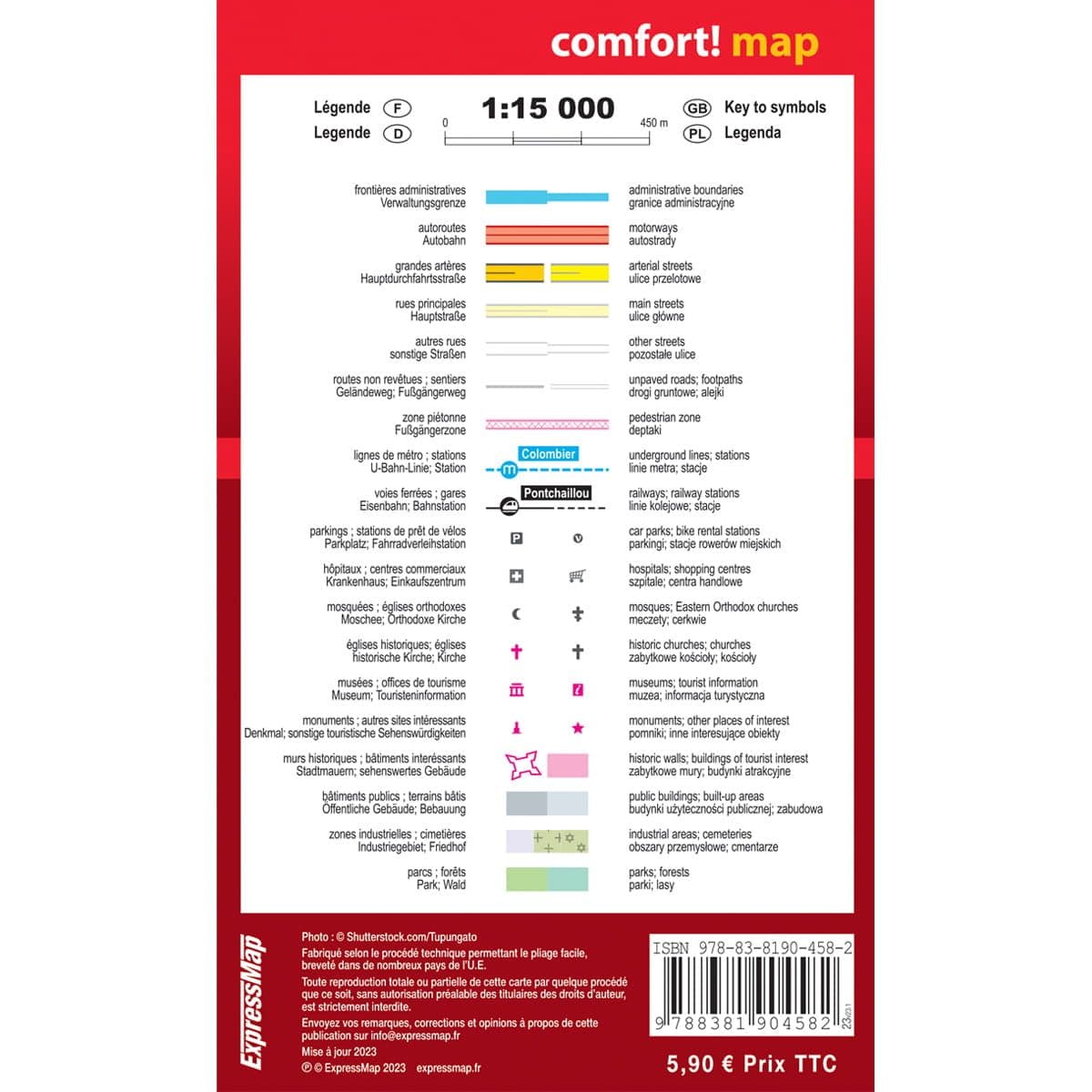 Rennes Street Map Pocket Size - Comfort Map