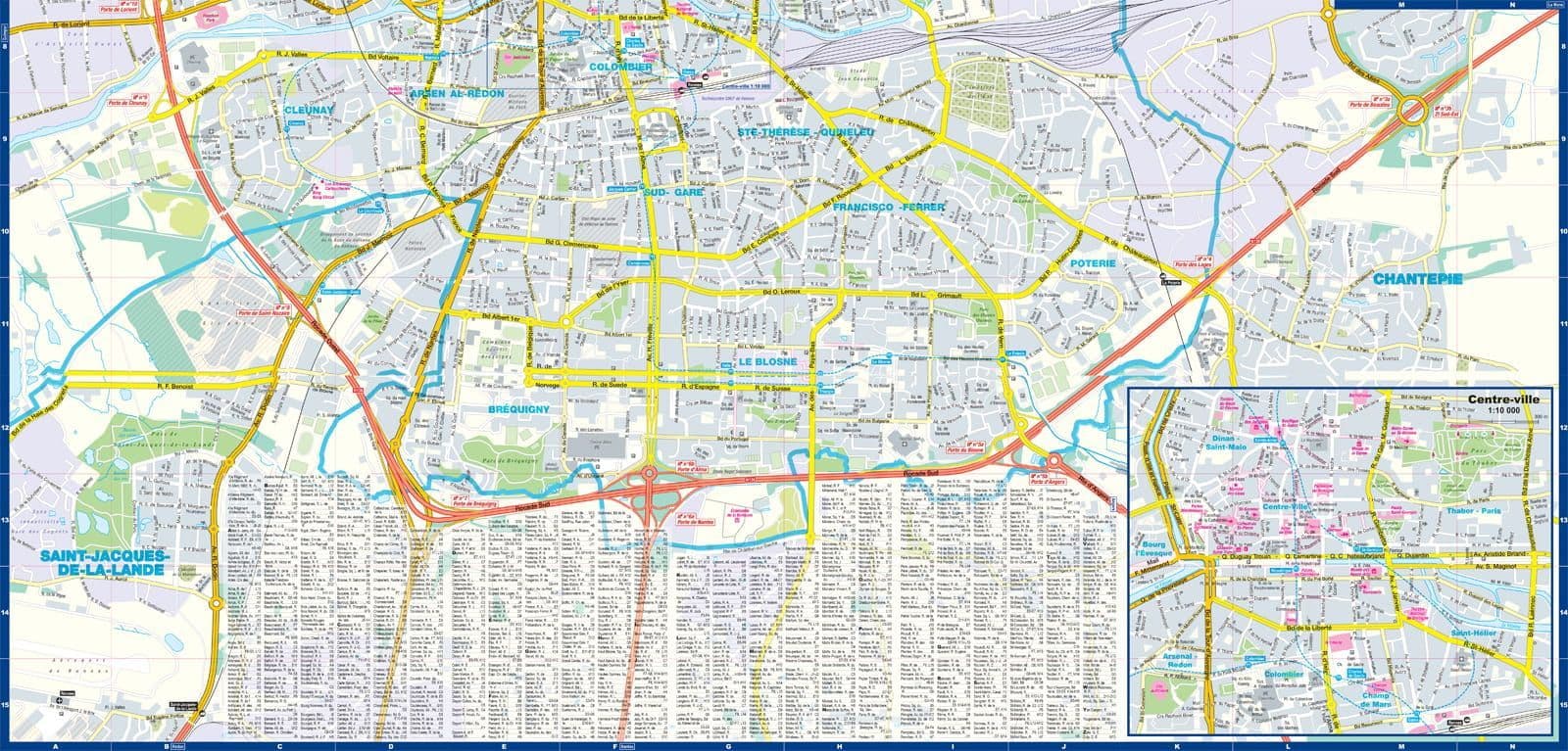 Rennes Street Map Pocket Size - Comfort Map