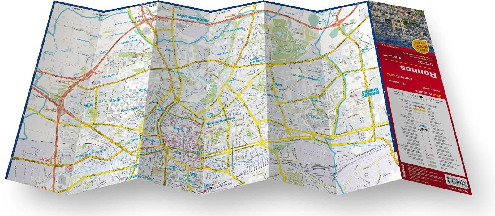 Rennes Street Map Pocket Size - Comfort Map