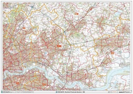 Romford - RM - Postcode Sector Wall Map