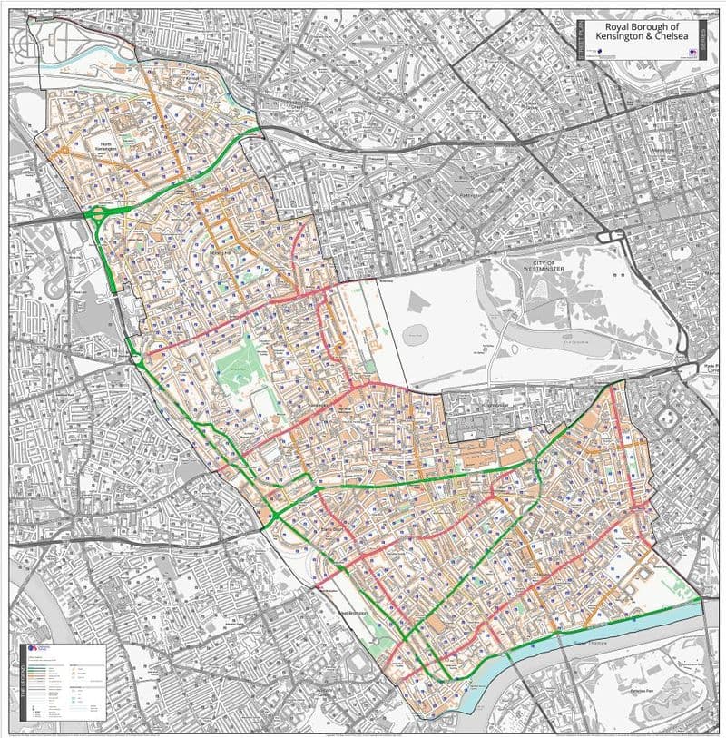 Royal London Borough of Kensington & Chelsea - Street Map - 2026