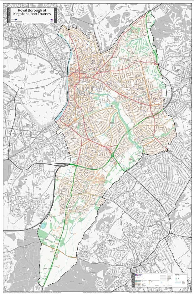 Royal London Borough of Kingston upon Thames - Street Map - 2026