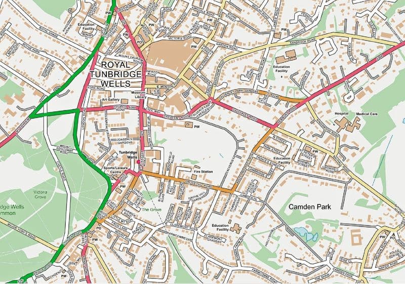 Royal Tunbridge Wells Street Map