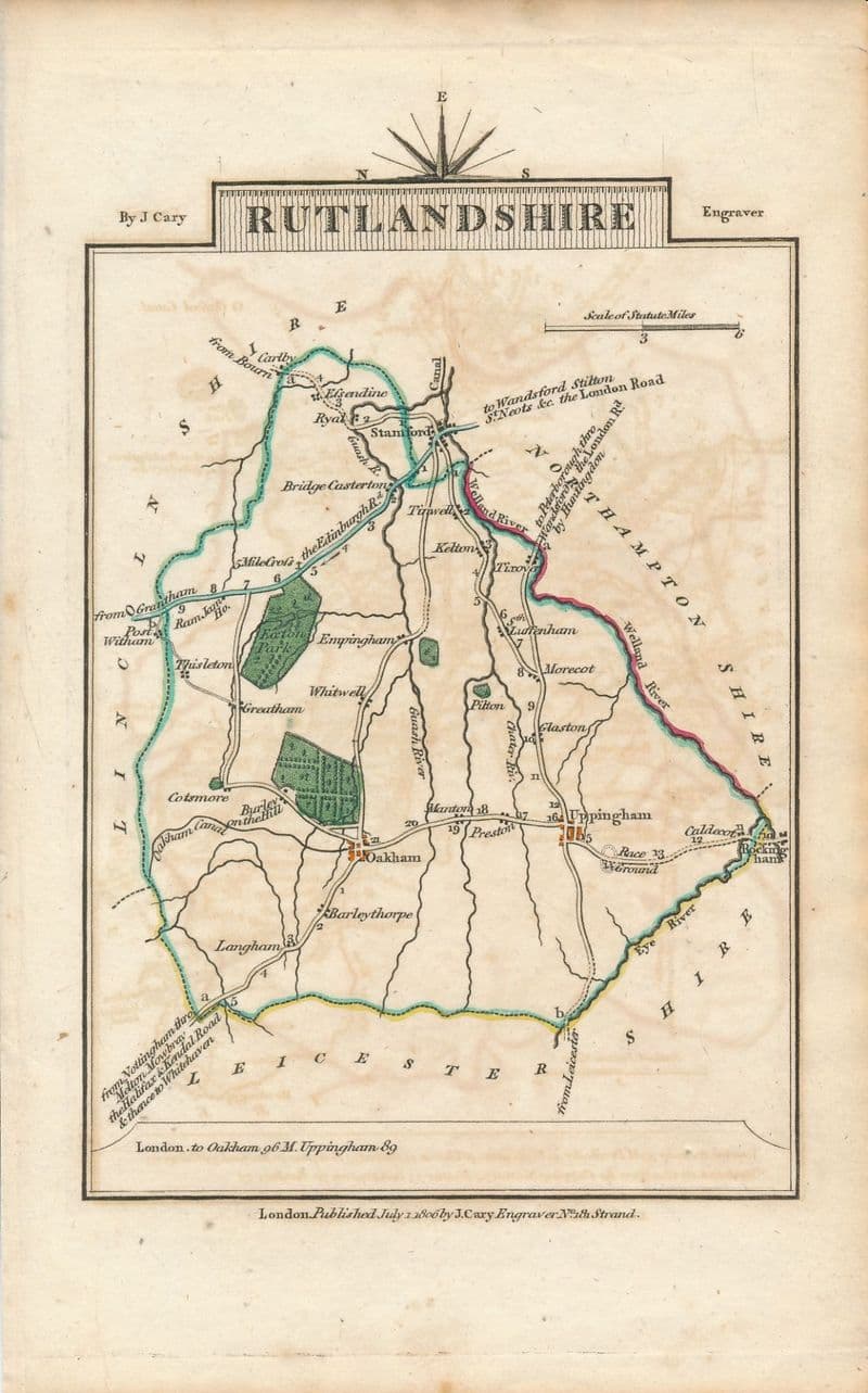 Rutlandshire 1806 - John Cary - Original Map