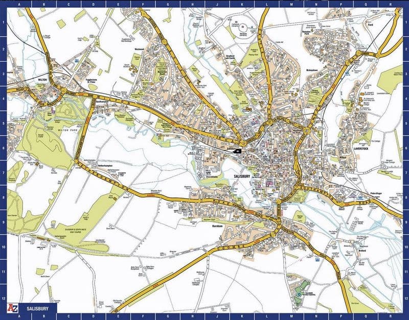 Salisbury City Centre A-Z Street Wall Map