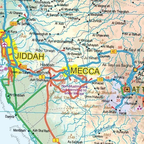 Saudi Arabia & Kuwait Travel Map