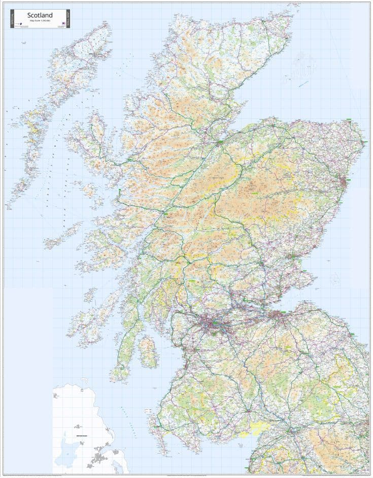 Scotland Wall Map 2026 - EXTRA LARGE 150 x 192cm