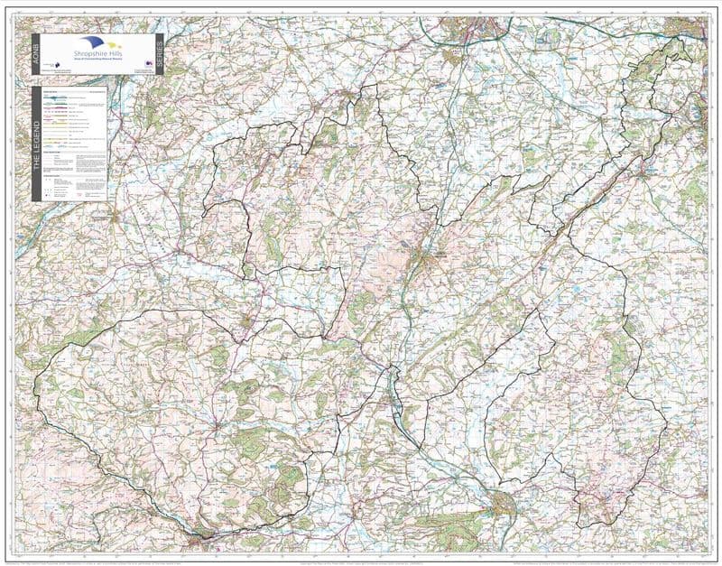 Shropshire Hills - AONB Wall Map - 2024