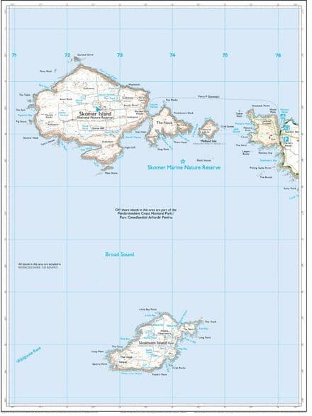 Skomer & Skokholm Island - Wall Map - 1:10,000 - The Map Centre Press