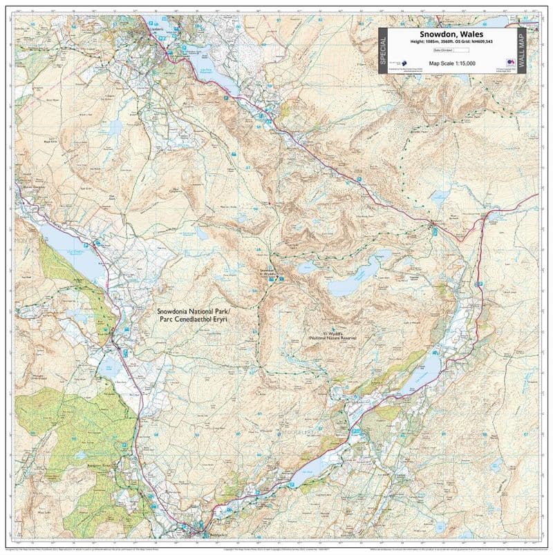 Snowdon Mountain Map - 1:15,000 - Wall Map - The Map Centre Press