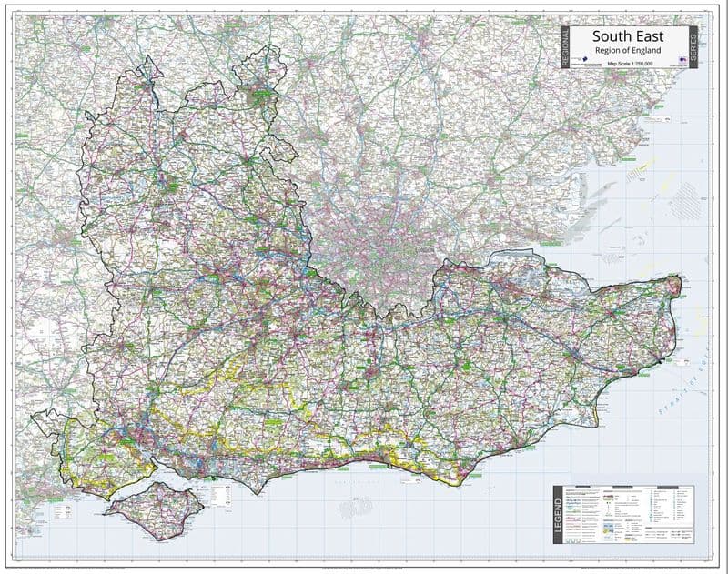 South East - Region of England Wall Map