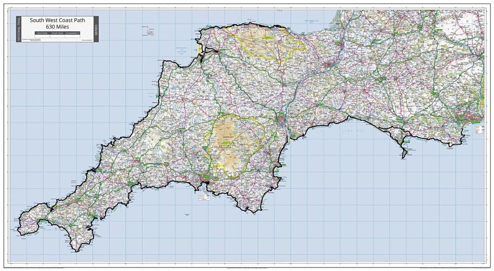 South West Coastal Path - Wall Map