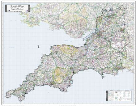 South West - Region of England Wall Map