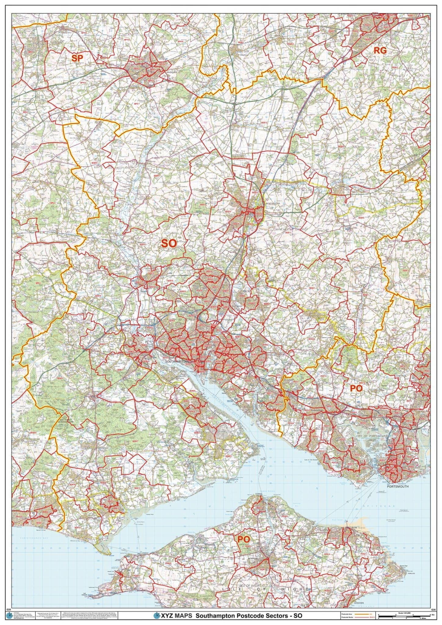 Southampton - SO - Postcode Sector Wall Map