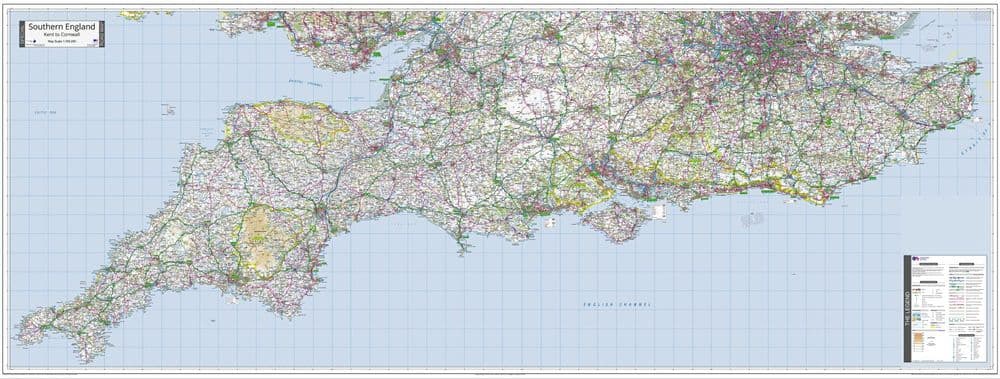 Southern England Kent To Cornwall Special Road Map