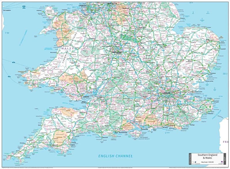 Southern England & Wales - Planning Wall Map - 2024 - 112 x 82cm