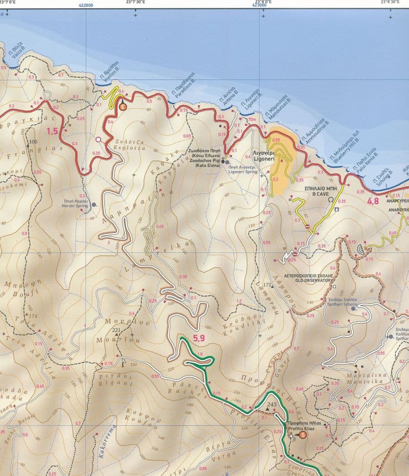 Spetses - 1 12 000 Terrain Hiking Map 360