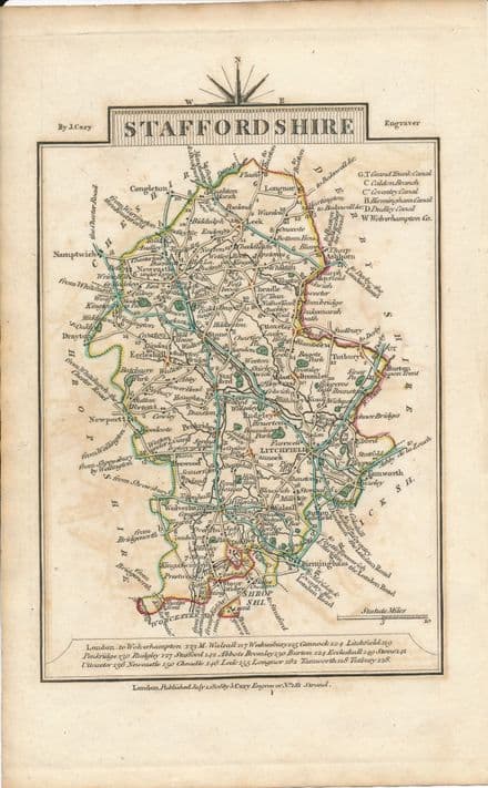 Staffordshire 1806 - John Cary - Original Map