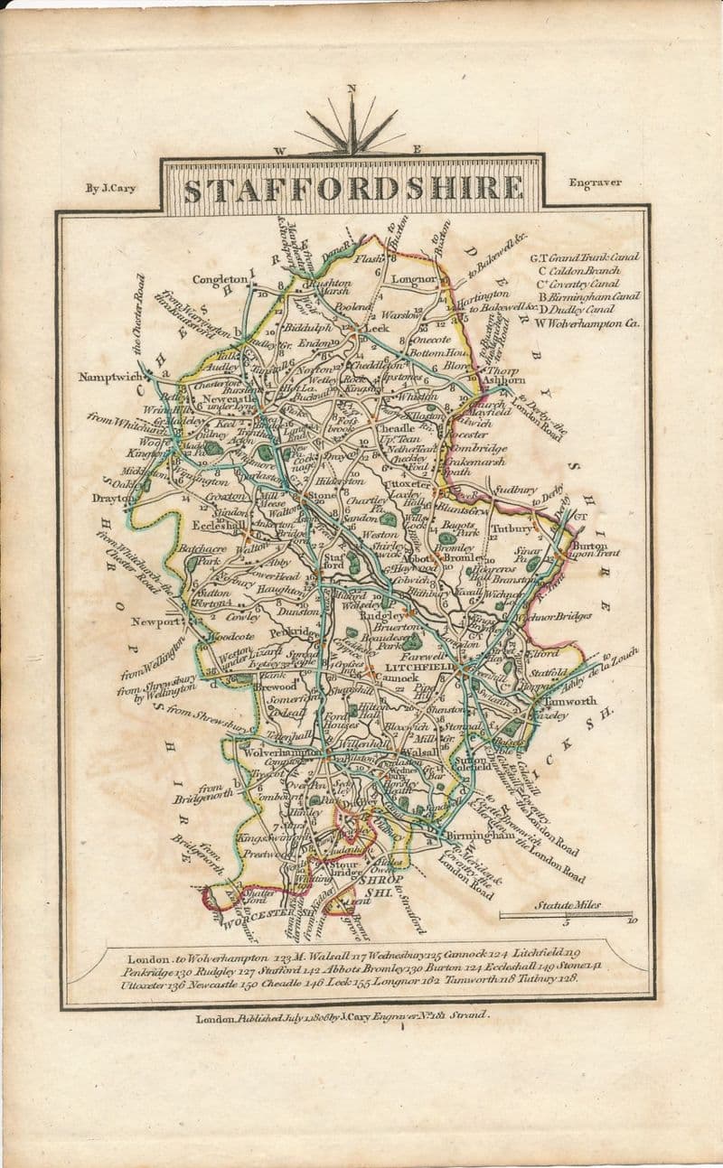 Staffordshire 1806 - John Cary - Original Map