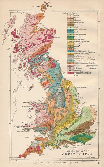 Stanford's Geological Map of Great Britain - Historical