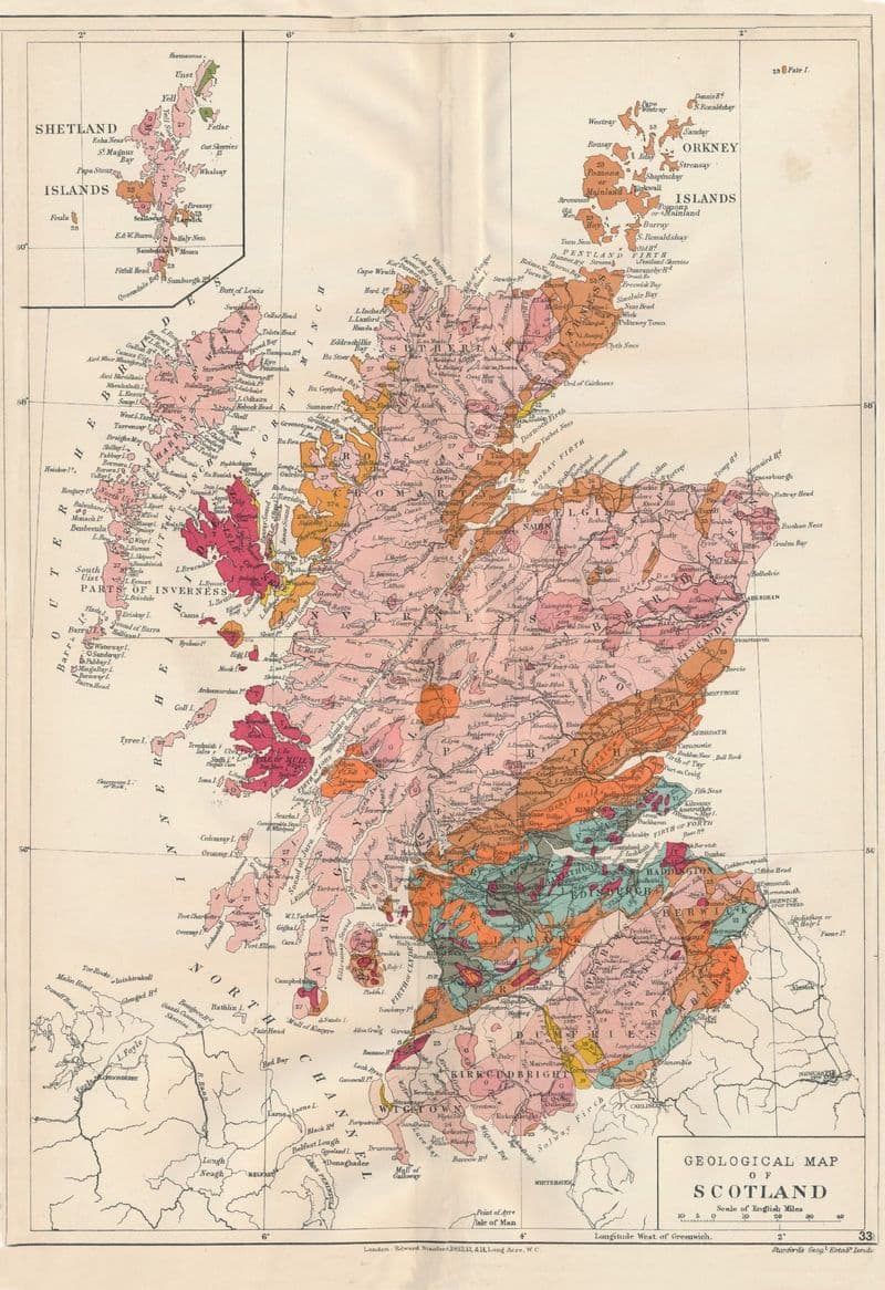 Stanford's Geological Map of Scotland - Historical