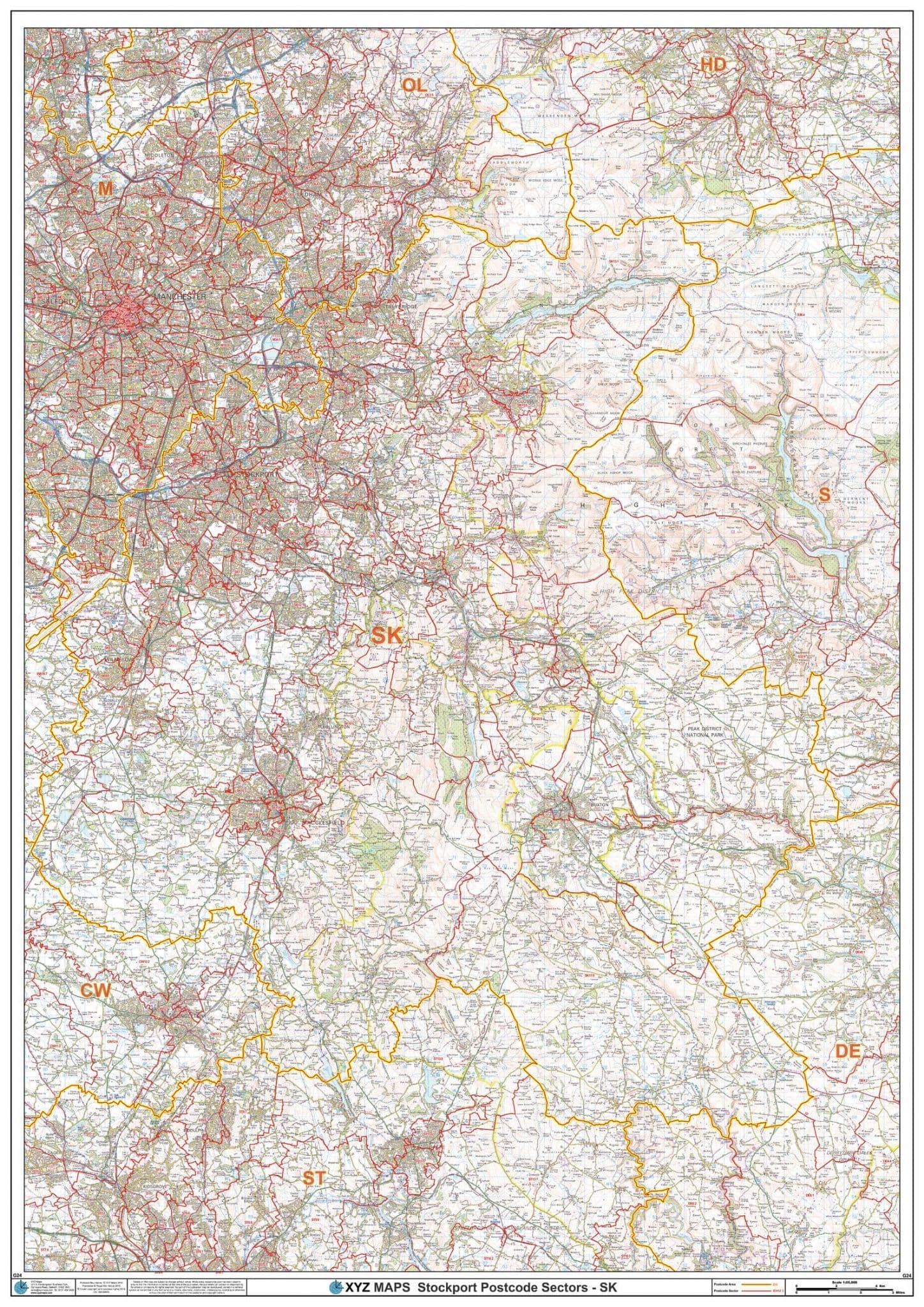 Stockport SK Postcode Sector Wall Map stockport-sk-postcode-sector-wall-map