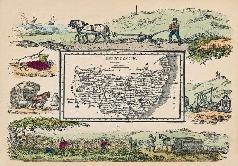 Suffolk - by 'Reuben Ramble' - Reproduction County Map