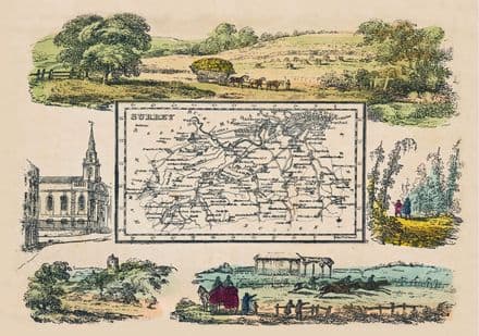 Surrey - by 'Reuben Ramble' - Reproduction County Map