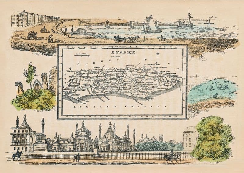 Sussex - by 'Reuben Ramble' - Reproduction County Map