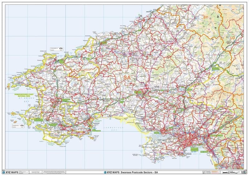 Swansea - SA - Postcode Sector Wall Map